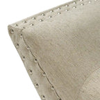 Banc ottoman en tissu capitonné avec clous décoratifs – Pieds inclinés, motif géométrique