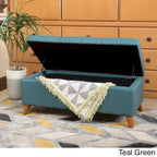 Banc de rangement ottoman du milieu du siècle – Rembourrage en tissu, bois de bouleau, capitonnage style biscuit