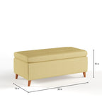 Banc de rangement ottoman du milieu du siècle – Rembourrage en tissu, bois de bouleau, capitonnage style biscuit