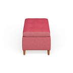 Banc de rangement ottoman du milieu du siècle – Rembourrage en tissu, bois de bouleau, capitonnage style biscuit