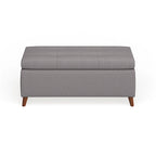 Banc de rangement ottoman du milieu du siècle – Rembourrage en tissu, bois de bouleau, capitonnage style biscuit