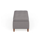 Banc de rangement ottoman du milieu du siècle – Rembourrage en tissu, bois de bouleau, capitonnage style biscuit