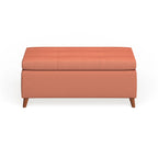 Banc de rangement ottoman du milieu du siècle – Rembourrage en tissu, bois de bouleau, capitonnage style biscuit