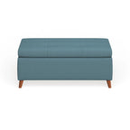Banc de rangement ottoman du milieu du siècle – Rembourrage en tissu, bois de bouleau, capitonnage style biscuit