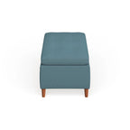 Banc de rangement ottoman du milieu du siècle – Rembourrage en tissu, bois de bouleau, capitonnage style biscuit