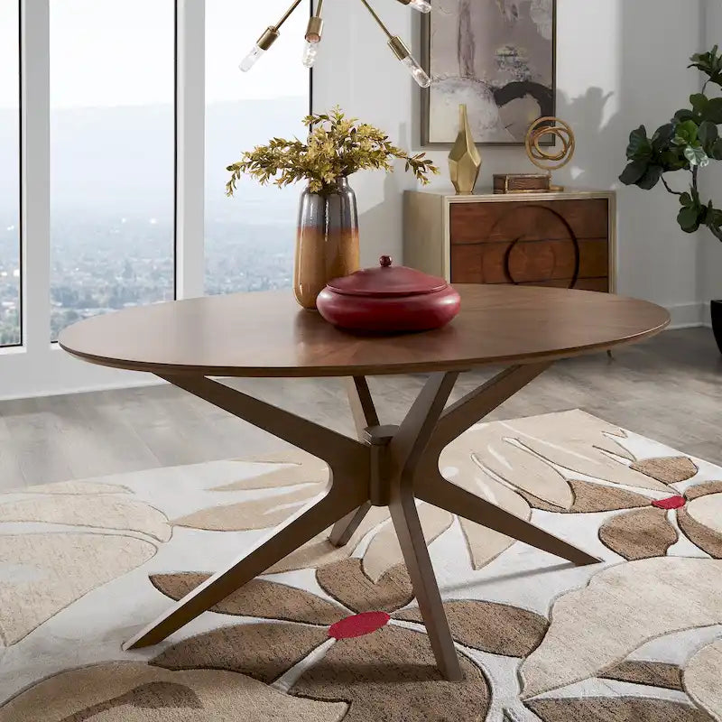 Table de salle à manger ovale en noyer, style milieu de siècle, 4 places