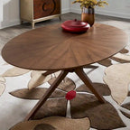 Table de salle à manger ovale en noyer, style milieu de siècle, 4 places