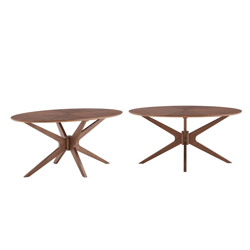 Table de salle à manger ovale en noyer, style milieu de siècle, 4 places