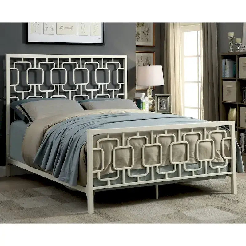 Lit plateforme géométrique en métal contemporain – California King et King Size