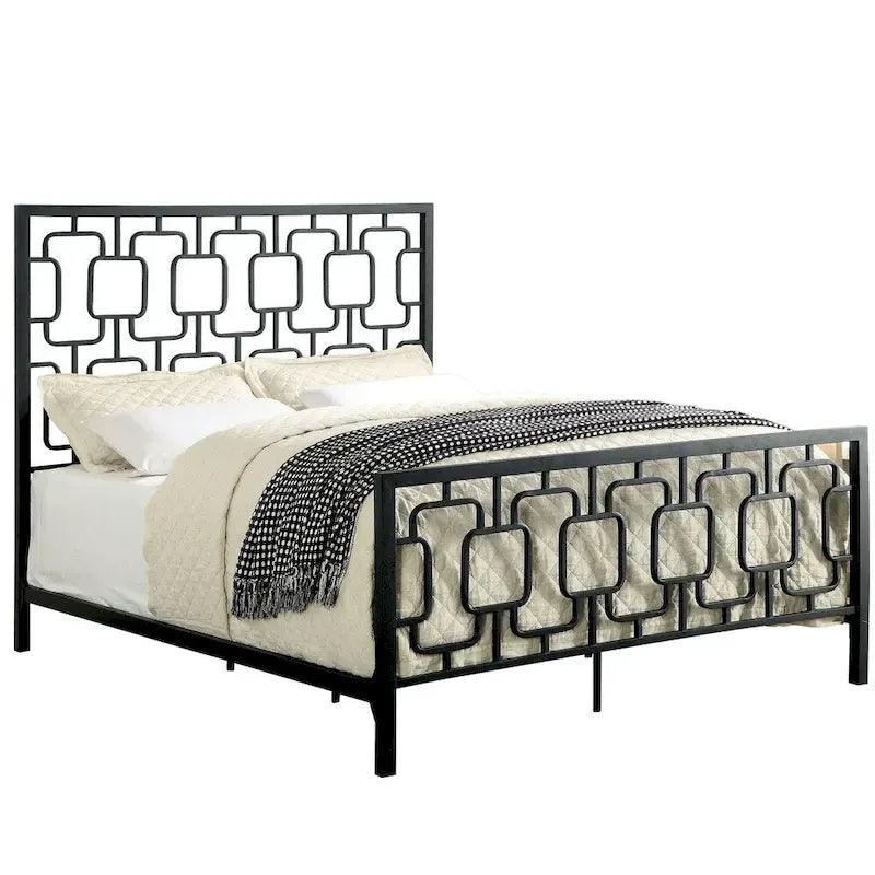 Lit plateforme géométrique en métal contemporain – California King et King Size