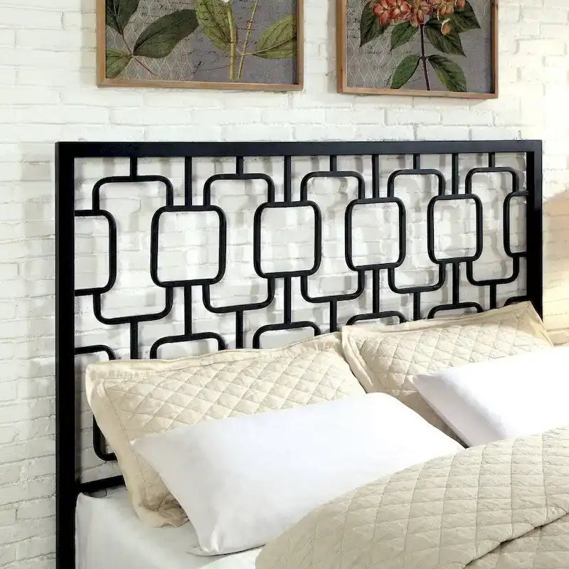 Lit plateforme géométrique en métal contemporain – California King et King Size