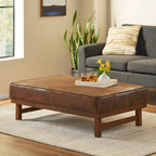 Pouf cocktail moderne en microfibre avec cadre en bois – Table basse, siège d'appoint, repose-pieds