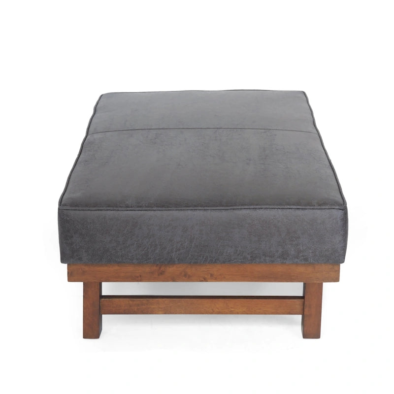 Pouf cocktail moderne en microfibre avec cadre en bois – Table basse, siège d'appoint, repose-pieds