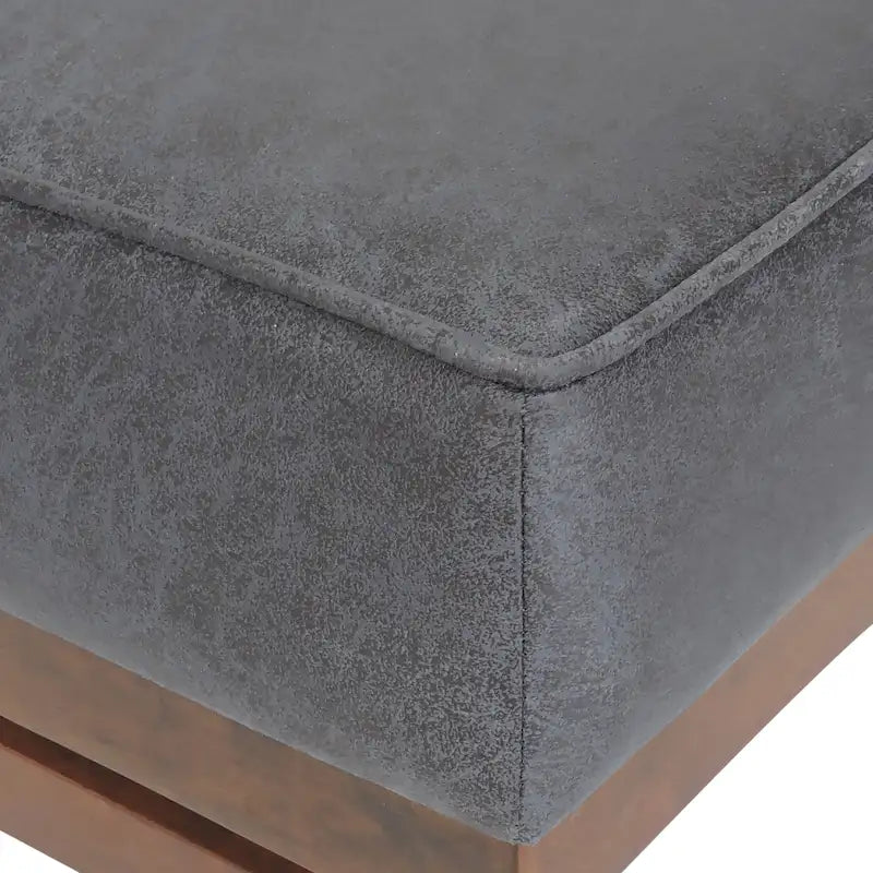 Pouf cocktail moderne en microfibre avec cadre en bois – Table basse, siège d'appoint, repose-pieds