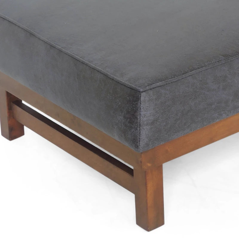 Pouf cocktail moderne en microfibre avec cadre en bois – Table basse, siège d'appoint, repose-pieds