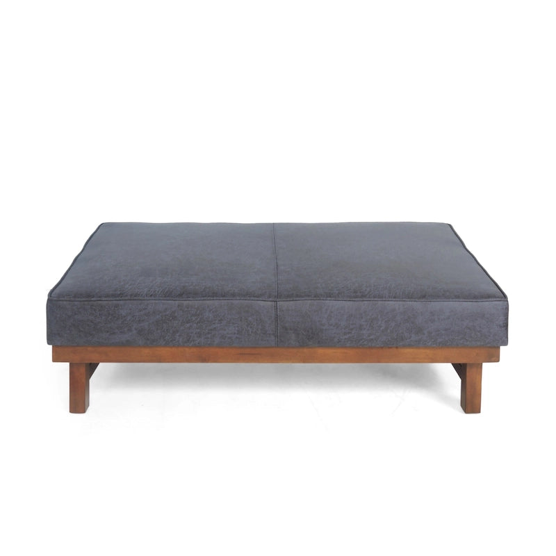 Pouf cocktail moderne en microfibre avec cadre en bois – Table basse, siège d'appoint, repose-pieds