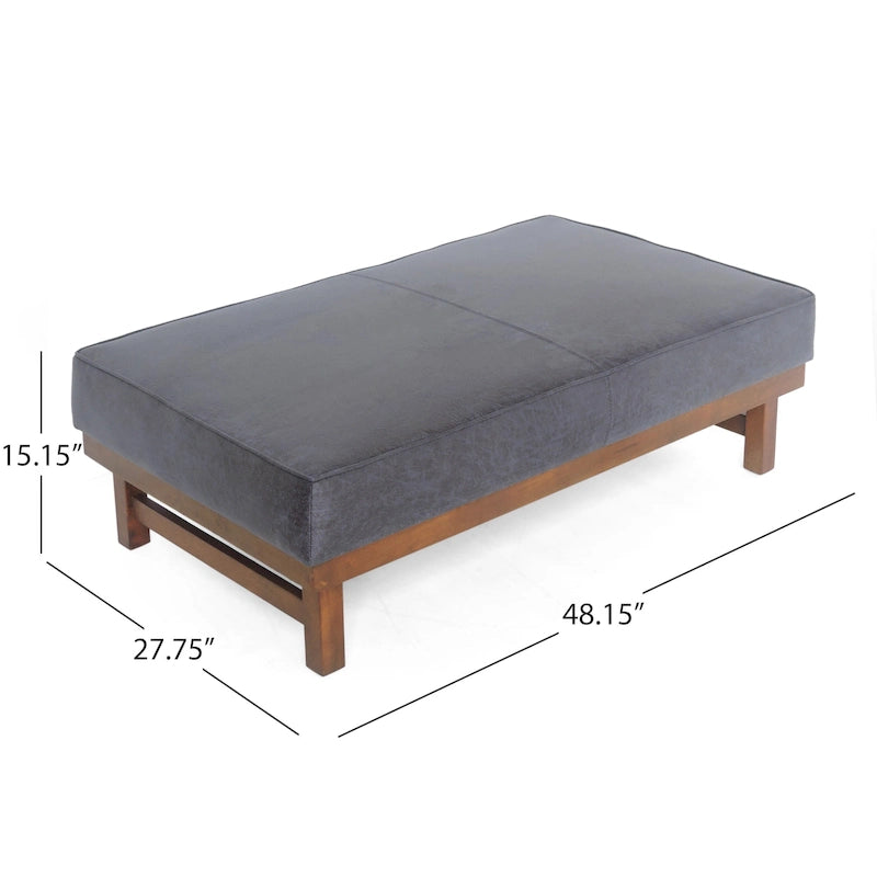 Pouf cocktail moderne en microfibre avec cadre en bois – Table basse, siège d'appoint, repose-pieds