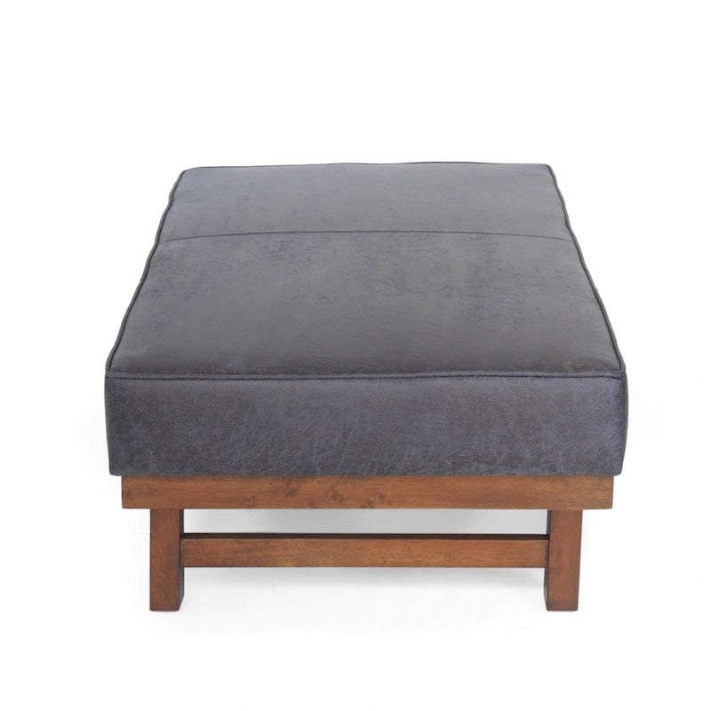 Pouf cocktail moderne en microfibre avec cadre en bois – Table basse, siège d'appoint, repose-pieds