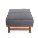 Pouf cocktail moderne en microfibre avec cadre en bois – Table basse, siège d'appoint, repose-pieds