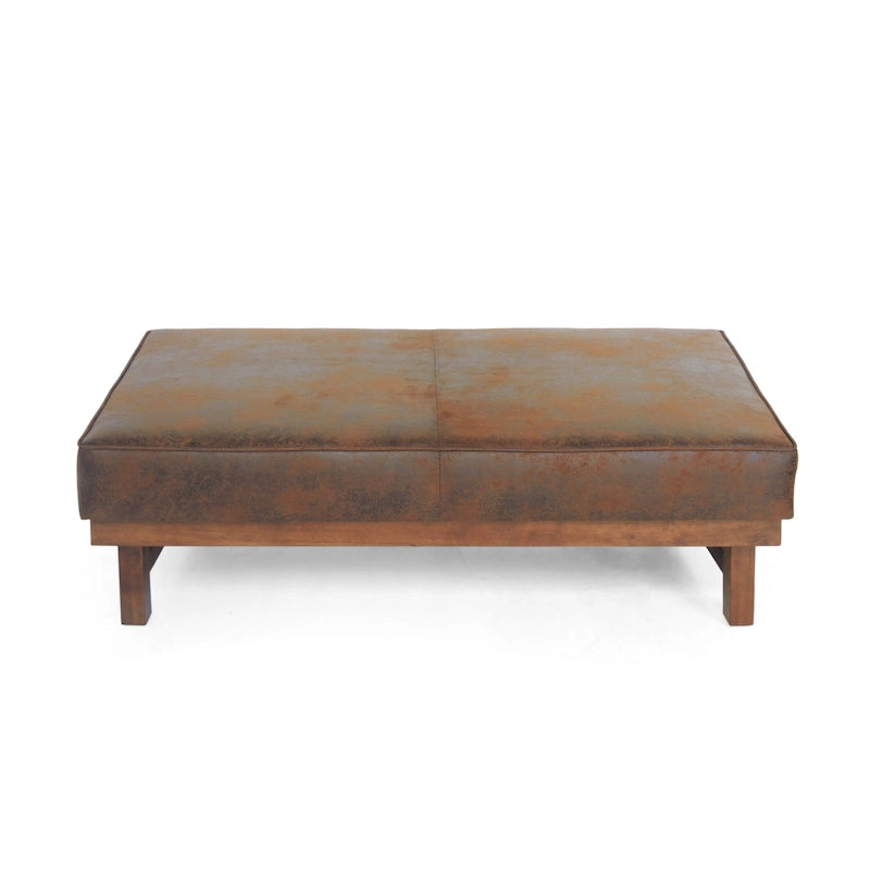 Pouf cocktail moderne en microfibre avec cadre en bois – Table basse, siège d'appoint, repose-pieds