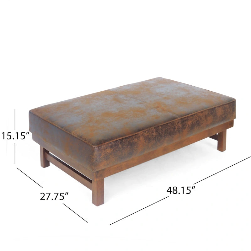 Pouf cocktail moderne en microfibre avec cadre en bois – Table basse, siège d'appoint, repose-pieds