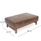 Pouf cocktail moderne en microfibre avec cadre en bois – Table basse, siège d'appoint, repose-pieds
