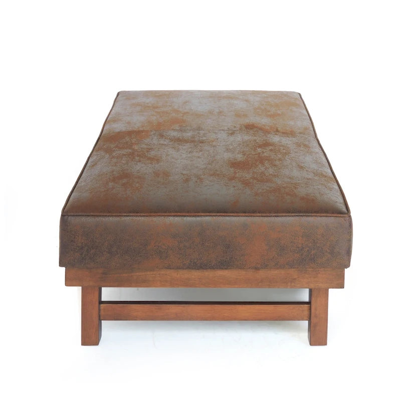 Pouf cocktail moderne en microfibre avec cadre en bois – Table basse, siège d'appoint, repose-pieds