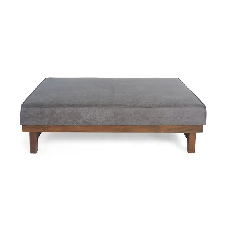 Pouf cocktail moderne en microfibre avec cadre en bois – Table basse, siège d'appoint, repose-pieds