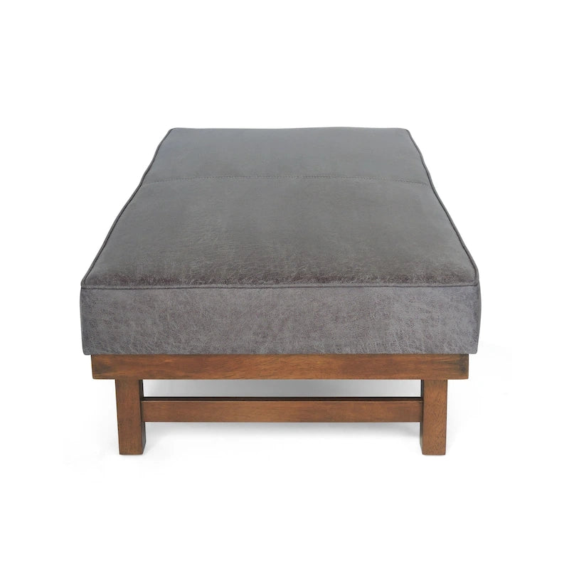Pouf cocktail moderne en microfibre avec cadre en bois – Table basse, siège d'appoint, repose-pieds