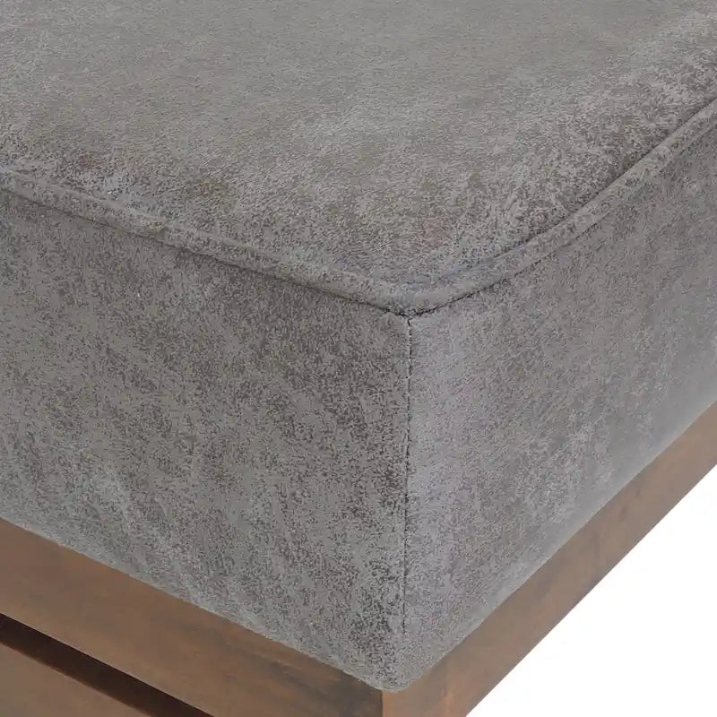 Pouf cocktail moderne en microfibre avec cadre en bois – Table basse, siège d'appoint, repose-pieds
