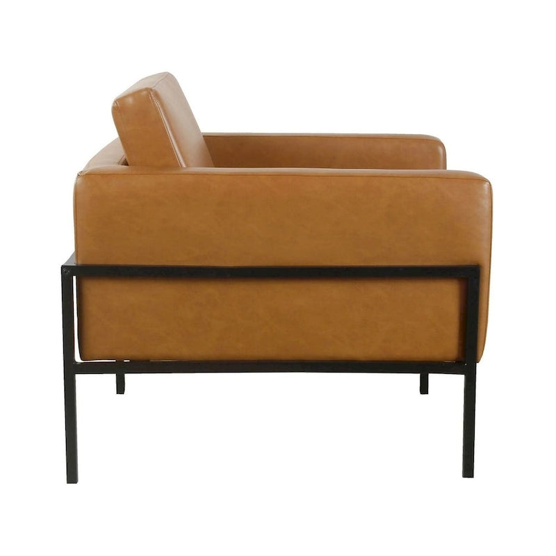 Fauteuil club contemporain rembourré avec cadre en métal noir mat – Fauteuil d'appoint