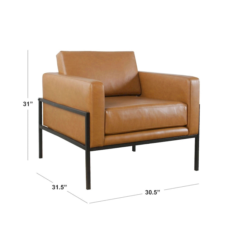 Fauteuil club contemporain rembourré avec cadre en métal noir mat – Fauteuil d'appoint