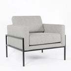 Fauteuil club contemporain rembourré avec cadre en métal noir mat – Fauteuil d'appoint