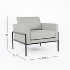 Fauteuil club contemporain rembourré avec cadre en métal noir mat – Fauteuil d'appoint