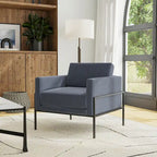 Fauteuil club contemporain rembourré avec cadre en métal noir mat – Fauteuil d'appoint