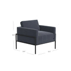 Fauteuil club contemporain rembourré avec cadre en métal noir mat – Fauteuil d'appoint