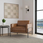 Fauteuil club contemporain rembourré avec cadre en métal noir mat – Fauteuil d'appoint