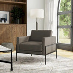 Fauteuil club contemporain rembourré avec cadre en métal noir mat – Fauteuil d'appoint