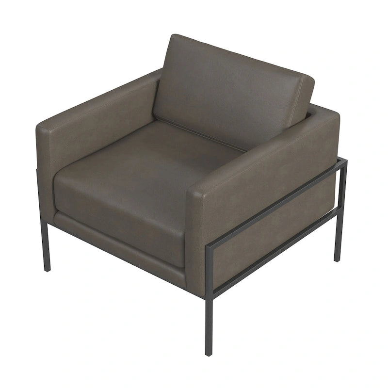 Fauteuil club contemporain rembourré avec cadre en métal noir mat – Fauteuil d'appoint