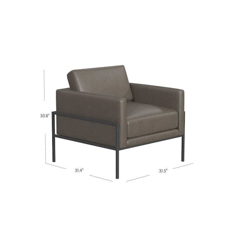 Fauteuil club contemporain rembourré avec cadre en métal noir mat – Fauteuil d'appoint