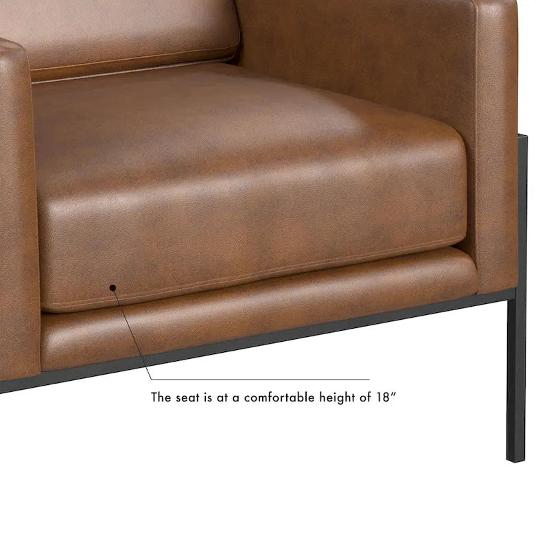 Fauteuil club contemporain rembourré avec cadre en métal noir mat – Fauteuil d'appoint
