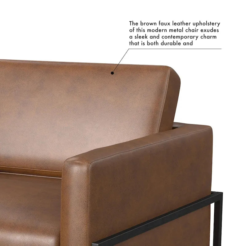 Fauteuil club contemporain rembourré avec cadre en métal noir mat – Fauteuil d'appoint
