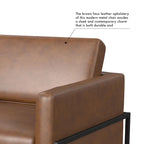 Fauteuil club contemporain rembourré avec cadre en métal noir mat – Fauteuil d'appoint