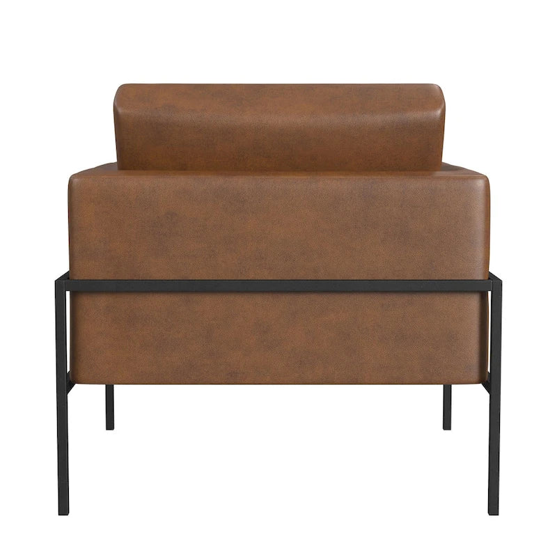 Fauteuil club contemporain rembourré avec cadre en métal noir mat – Fauteuil d'appoint