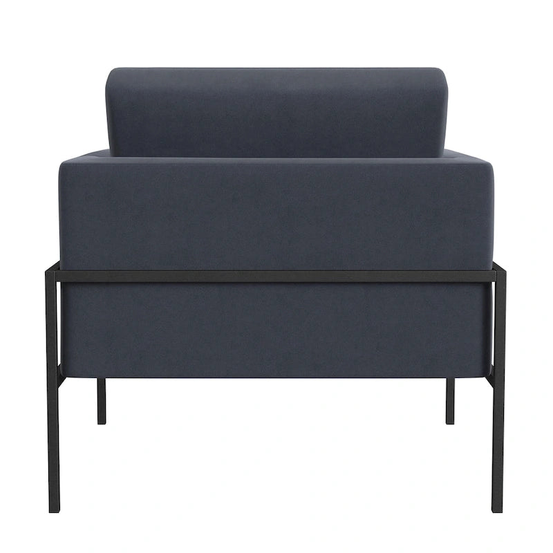 Fauteuil club contemporain rembourré avec cadre en métal noir mat – Fauteuil d'appoint