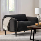 Causeuse contemporaine rembourrée – Tissu velours ou bouclé, pieds en bois de bouleau, 127 cm (50 po) de large