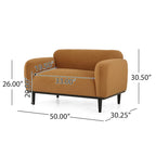 Causeuse contemporaine rembourrée – Tissu velours ou bouclé, pieds en bois de bouleau, 127 cm (50 po) de large