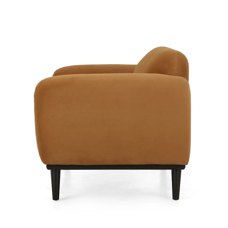 Causeuse contemporaine rembourrée – Tissu velours ou bouclé, pieds en bois de bouleau, 127 cm (50 po) de large