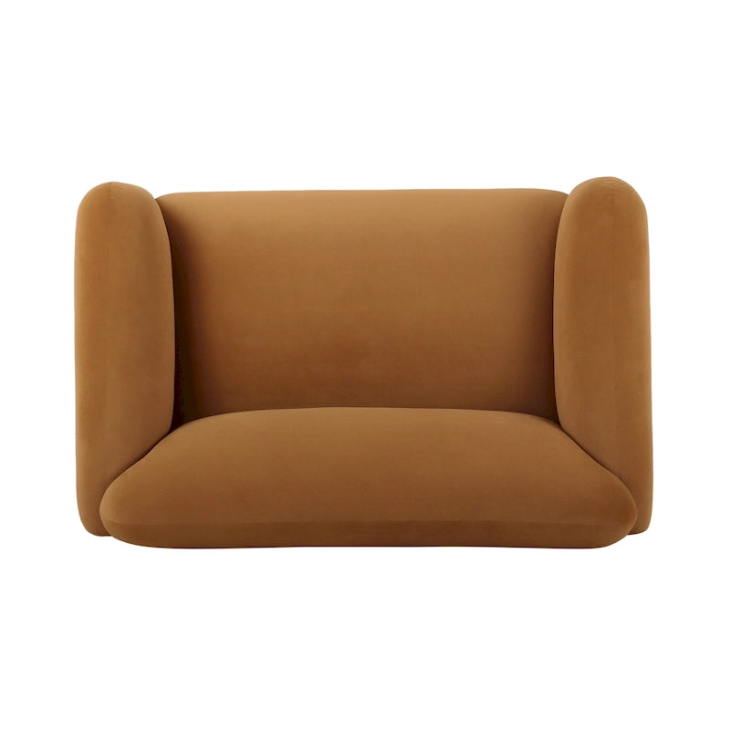 Causeuse contemporaine rembourrée – Tissu velours ou bouclé, pieds en bois de bouleau, 127 cm (50 po) de large