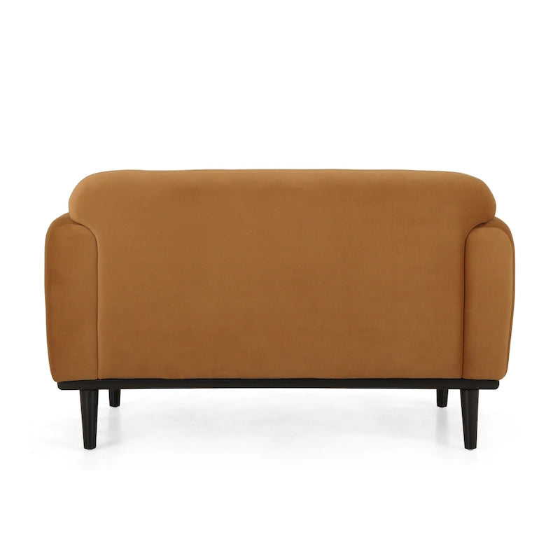 Causeuse contemporaine rembourrée – Tissu velours ou bouclé, pieds en bois de bouleau, 127 cm (50 po) de large